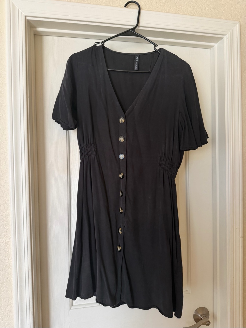 Zara Blavk Button-Front  Dress (L)
